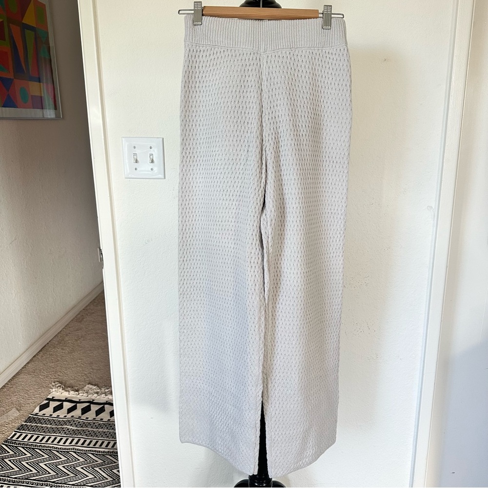 Waffle Knit Henley Lounge Set Oatmeal Beige Medium Cozy Knit (Everlane like) - Picture 6 of 15